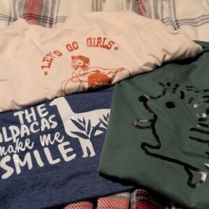 BUNDLE Graphic Tees - Cream, Blue, Green